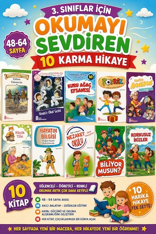 3. Sınıf Okumayı Sevdiren 48-64 Sayfalık 10 Lu Karma Hikaye Seti