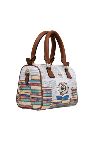 Dogo Kadın Vegan Deri Beyaz El Çantası - The Wise Owl Tasarım Multicolor