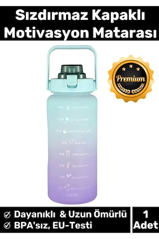 Premium Çift Renk Ölçü Baskılı Sızdırmaz Akmaz Motivasyon Matara Suluk Sağlıklı Plastik 1 Lt Su Şişe