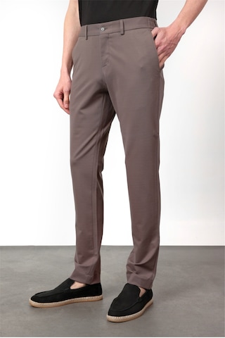 İmza Açık Kahverengi Yan Cep Kendinden Desenli Örme Jogger Slim Fit Esnek Pantolon 1003260174