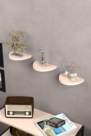 Northcity 3'lü Oval Duvar Rafı Krem Bej