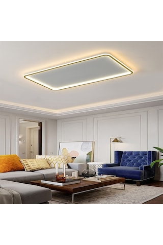 Gold 90x60cm 3 Işık Rengi Dikdörtgen Led Tavan Lambası,avize,modern Aydınlatma,dekoratif Işık Gold