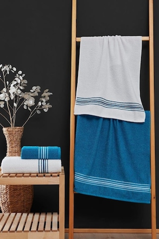4 Lü Banyo Havlusu Seti Elvin Turkuaz - 70x140 Turkuaz