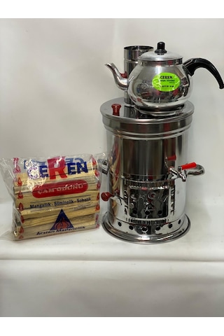 Semaver Tek Musluklu 5 Lt Demlik ve Paket Odun