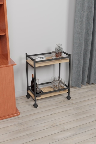 Servis Arabası Ev Tipi 2 Katlı Şişe Bölmeli Servant Atlantik Çam