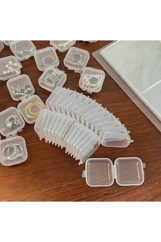10 Adet Mini Şeffaf Plastik Altın Takı Mücevher Kolye Yüzük Küpe Saklama Kutusu Plastik 35 X 35 Çok Diğer