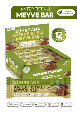 Antep Fıstıklı Ve Kakaolu Meyve Bar, Şeker İlavesiz 35 Gr X 12 Adet