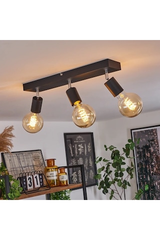 Riolight Modern1 Siyah1 3xe27 Mafsallı Hareketli Başlık Glop Ampul Hariç Metal Spot Avize 3'lü Siyah