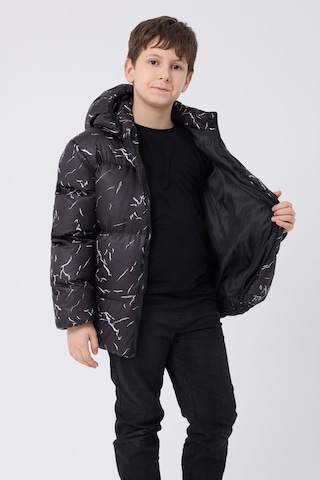 Erkek Çocuk Siyah Çıkabilir Kapüşonlu Su Ve Rüzgar Geçirmez Cepli Kışlık Şişme Mont & Kaban & Parka Siyah
