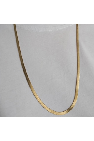 Lente Aksesuar İtalyan Ezme Zincir Kolye 60 Cm - Retro Kadın Kolye Altın