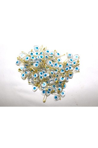 Plastik Iğneli Nazar Boncuğu 100 Adet Şeffaf