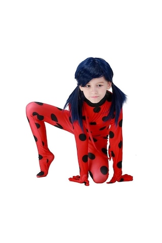 Peruklu Ladybug Uğur Böceği Kostümü Lady Bug Karakedi Uğur B