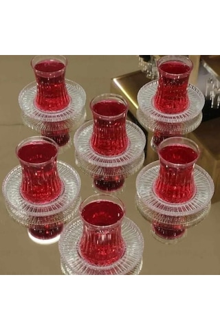 Paşabahçe Elysia Çay Takımı Seti 12 Parça Set Rinana Çay Tabağı 42901 çok renkli