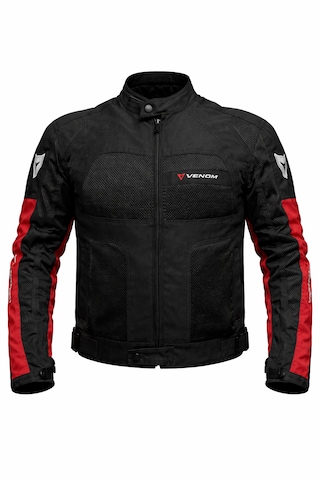 Venom Dynamic 4 Mevsim Ce Korumalı Siyah Kırmızı Motorcu Montu