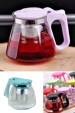 Süzgeçli Cam Demlik Tea Pot 700ml Çay Kahve Ve Bitki Çayı Demleme Çaydanlığı Çok Renkli,01255hyd23244194
