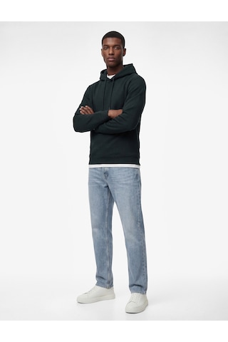 Koton Şardonlu Uzun Kollu Basic Kapşonlu Sweatshirt Yeşil 6wam70015mk Koyu Yeşil