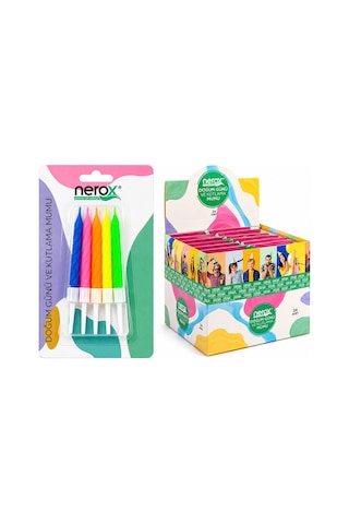 Nerox Nrx-3013 Doğum Günü Mumu 10 Adet Renkli Beyaz Plastik Tutacak Süs - 24'li Paket Diğer