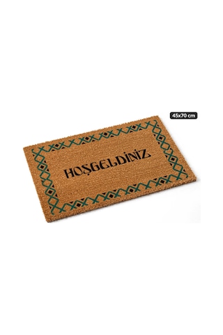 Coco Cc015a Hoşgeldiniz Desenli Kalın Kaymaz Taban Nem Alıcı Şık Tasarım Kapı Önü Paspası 45x75 Cm Bej
