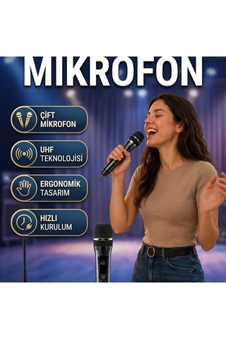 Çift Mikrofonlu Profesyonel Kablosuz Uhf Mikrofon Seti Ergonomik Tasarım Ve Hızlı Kurulum