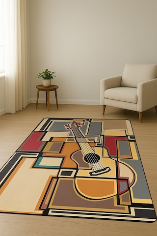 Modern Desenli Dijital Baskı Kaymaz Taban Halı H0962 Renkli