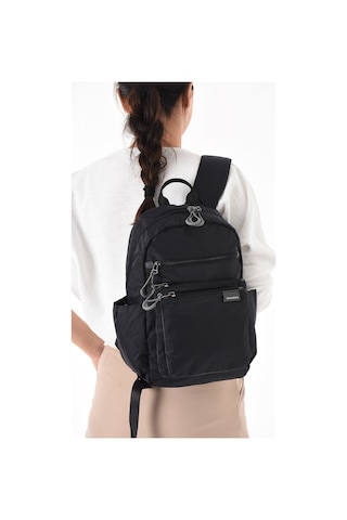 Sanmorris Unisex Suya Dayanıklı Paraşüt Kumaş 4 Bölmeli Laptop Bölmeli Seyahat Ve Okul Çantası Siyah Düz