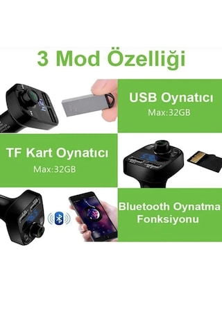 Point Carx8 Araç Kiti Fm Transmitter Bluetooth 5.0 Usb Şarj Aux Gişili Oto Müzik Çalar