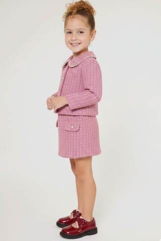 My Kids Wear Kız Çocuk Bayramlık İnci Detaylı Tüvit Takım 12545 Pembe