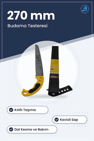 Bahçe Budama Testeresi 270 Mm Düz Bıçaklı Kılıflı Bıçkı Dal Kesme