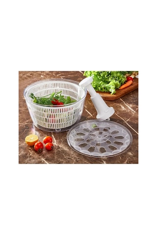 Manuel Üstten Basmalı Sebze Salata Kurutucu Pratik Kurutma Süzgeçli Sebze Kurutmatik 5 Litre Diğer