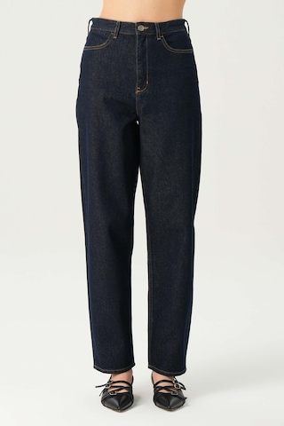 Ariana Koyu Mavi Yüksek Bel Patı Fermuarlı Mom Jean Pantolon C 4525-181 Koyu Mavi