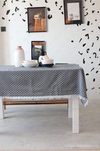 1 Adet 130x170cm Dama Desenli Masa Örtüsü, Sofra Bezi, Piknik Örtüsü, Ekose Desenli Masa Örtüsü Siyah