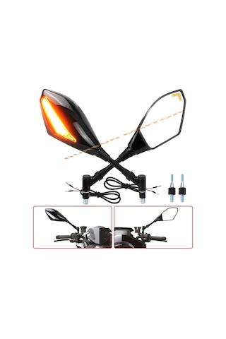 Motosiklet Sinyali Ayna Takımı Siyah 10 MM Oem