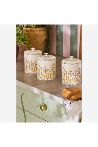 Painted Turuncu Stoneware Kahve Saklama Kabı 11x15 Cm