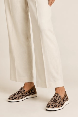 Sovenso Sunny Hakiki Deri Desert Leopar Süet Termo Taban Kahve Loafer