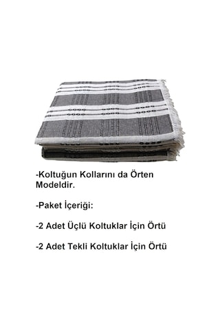 Buldan Pamuklu Koltuk Örtüsü Maxi Takım 3+3+1+1 -k.kahve Krem Kahve - Krem