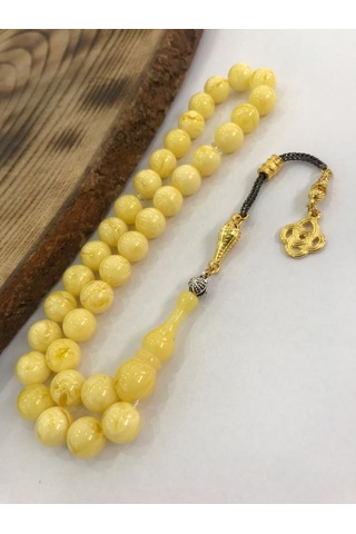 Sultan Telkari Küre Model Beyrut Damlası Kehribar Tespih Sarı