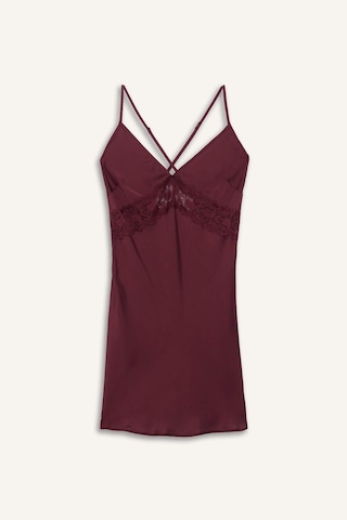 Defacto Regular Fit V Yaka Saten Askılı Gecelik-fall İn Love G1669ax25aubr210 Bordo-br210