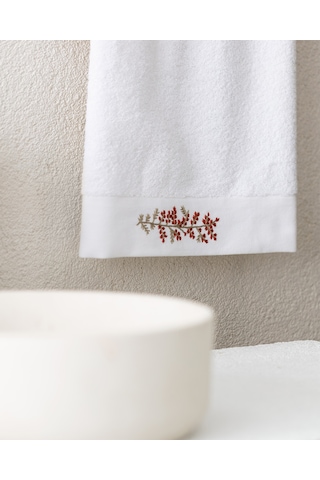 Slyvia Nakışlı %100 Pamuk Yüz Havlusu - Beyaz - 50x76 Cm 8684427212288 Beyaz