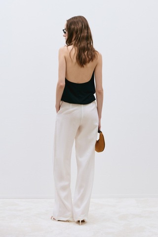 Suud Collection Siyah Nina Dökümlü Halter Top