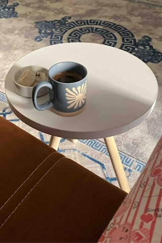 Tekli Yan Sehpa Çiçeklik Saksılık Standı Dekoratif Yan Sehpa Seti Ahşap Ayaklı 33 Cm Çap - Beyaz Beyaz