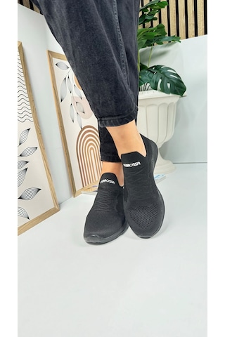 Günlük Unisex Sneaker Slip-on Nefes Alabilen Hafif Yürüyüş Bağcıksız Esnek Spor Ayakkabı 041f Siyah