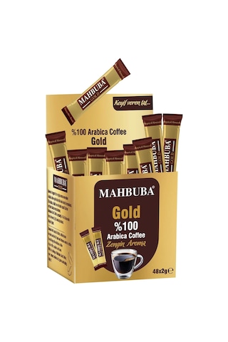 Mahbuba Çözünebilir %100 Arabica Hazır Gold Kahve Tam Kıvamında 48x2gr Çözünebilir
