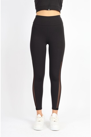 Soft&Basic Kadın Tayt Takım Polyester Paçası Tül Detaylı Yüksek Bel Tayt Ve Hırka Siyah