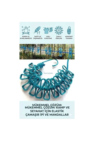 Kamp Bahçe Seyahat Piknik Çok Amaçlı Çamaşır Asma İpi Plastik Kendinden Mandallı Diğer