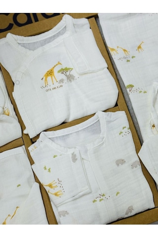 Müslin Safari 10'lu Set Yazlık Hastane Çıkışı Zıbın Seti Ekru