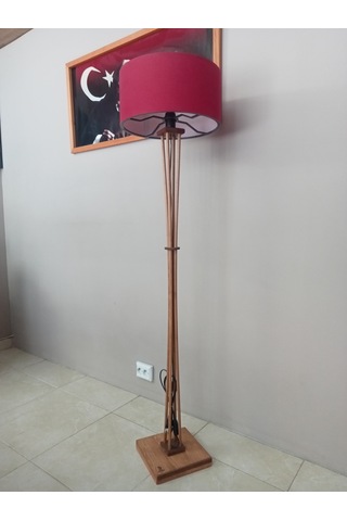 Ahşap Ayaklı Lambader Bordo