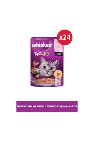 Whiskas Pouch Tasty Mix Somonlu Havuçlu Yetişkin Kedi Maması 24 x 85 G