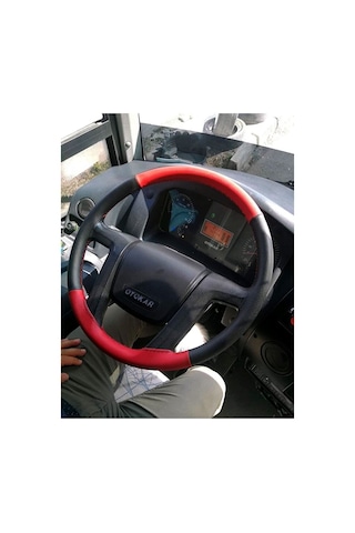Dikişli Deri Direksiyon Kılıfı Siyah/kırmızı Siyah Dikişli Otokar Otobüs İçin Renkli