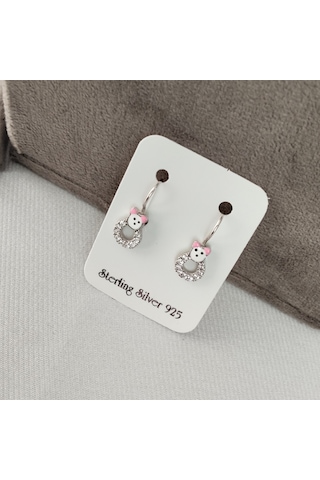 925 Ayar Gümüş Çocuk Küpesi Zarif Ve Güvenli Tasarım Model 1 Gümüş