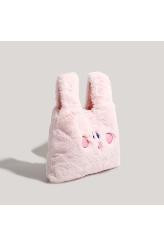Charhp&kejnt Peluş Çanta El Çantası Sevimli Yumuşak Kız Çizgi Film İşlemeli Kozmetik Çantası Pembe